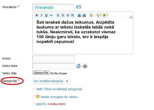 quotKategorijasquot... Autors: jacky Kā pievienot rakstu?
