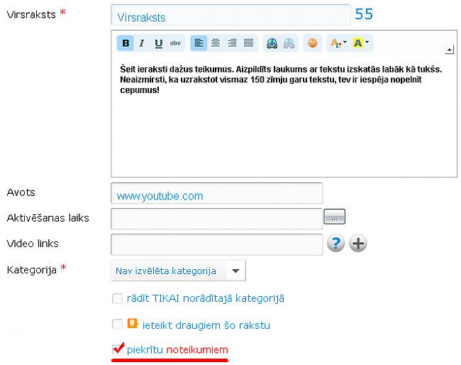 Piekrītu noteikumiem ... Autors: EV1TA Kā ielikt rakstu?