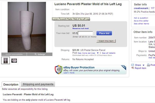 Luciano Pavarotti ģipsis Lai... Autors: Man vienalga 15 sliktākās izsoles ebay vēsturē!