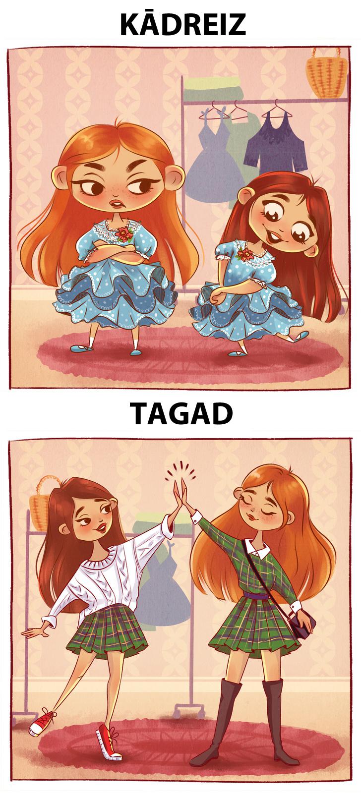 Autors: matilde 13 komiksi par māsu dzīvi «kādreiz» un «tagad». Vai atpazīstat tajos sevi?