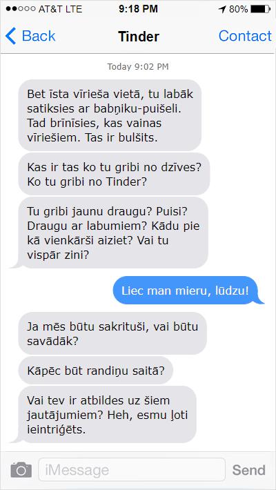 Autors: Latvian Revenger Sieviete dalās ar dīvainām Tinder ziņām, pēc atteikuma tikties