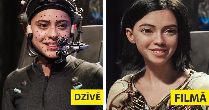Alita Battle Angel Autors: matilde Slavenu filmu aizkadru foto «pirms» un «pēc» apstrādes ar specefektiem